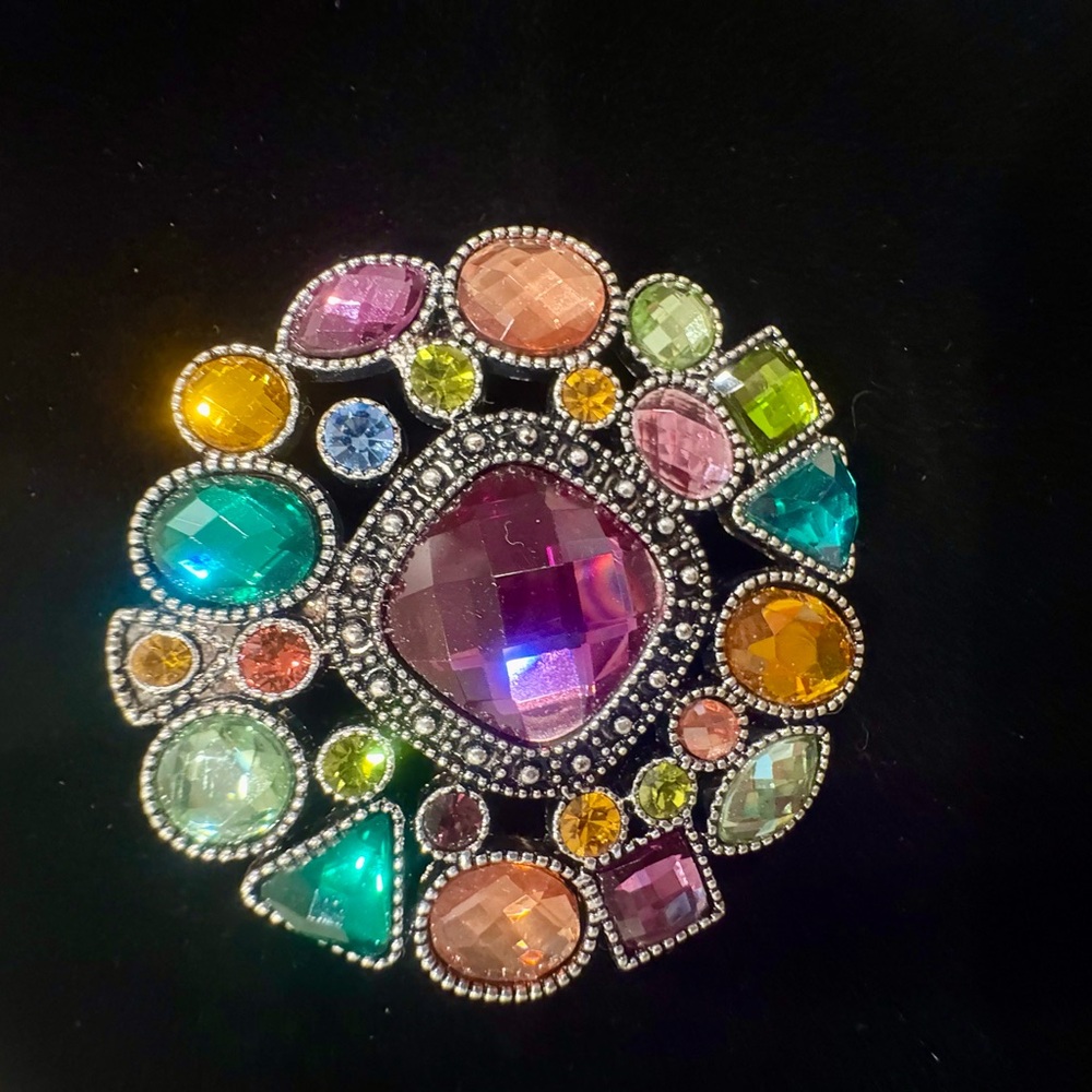 Vintage Premier Designs Multicolor Circle Brooch Pin